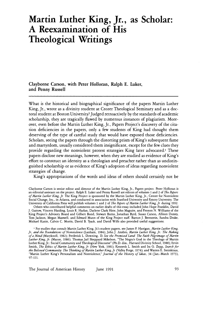 JSTOR Journal of American History Vol. 78, No. 1, p. 93